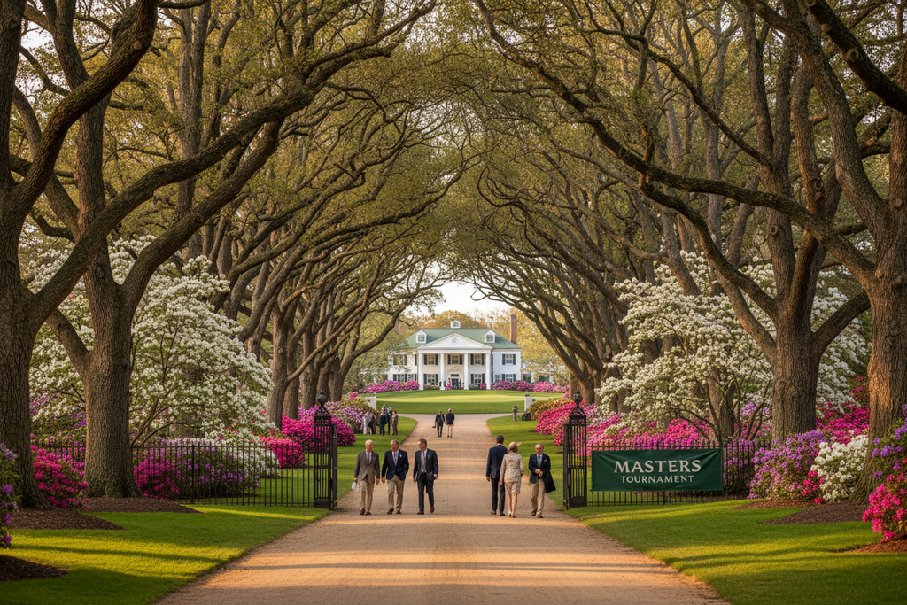 Augusta National Golf Club entrance on Masters week