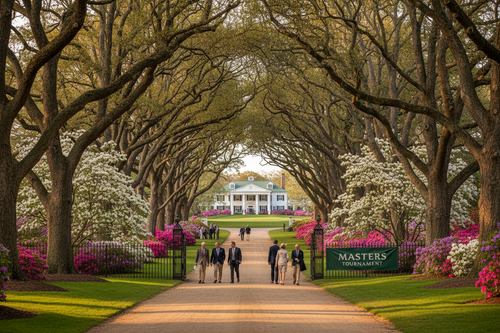 Augusta National Golf Club entrance on Masters week