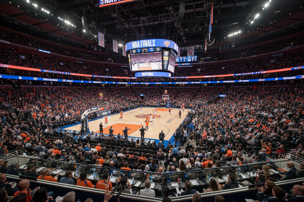 Madison Square Garden interior wide shot for NBA Finals