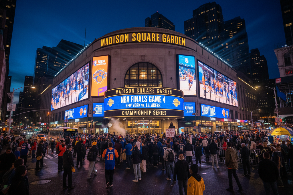 Madison Square Garden exterior on NBA Finals Game 4 night