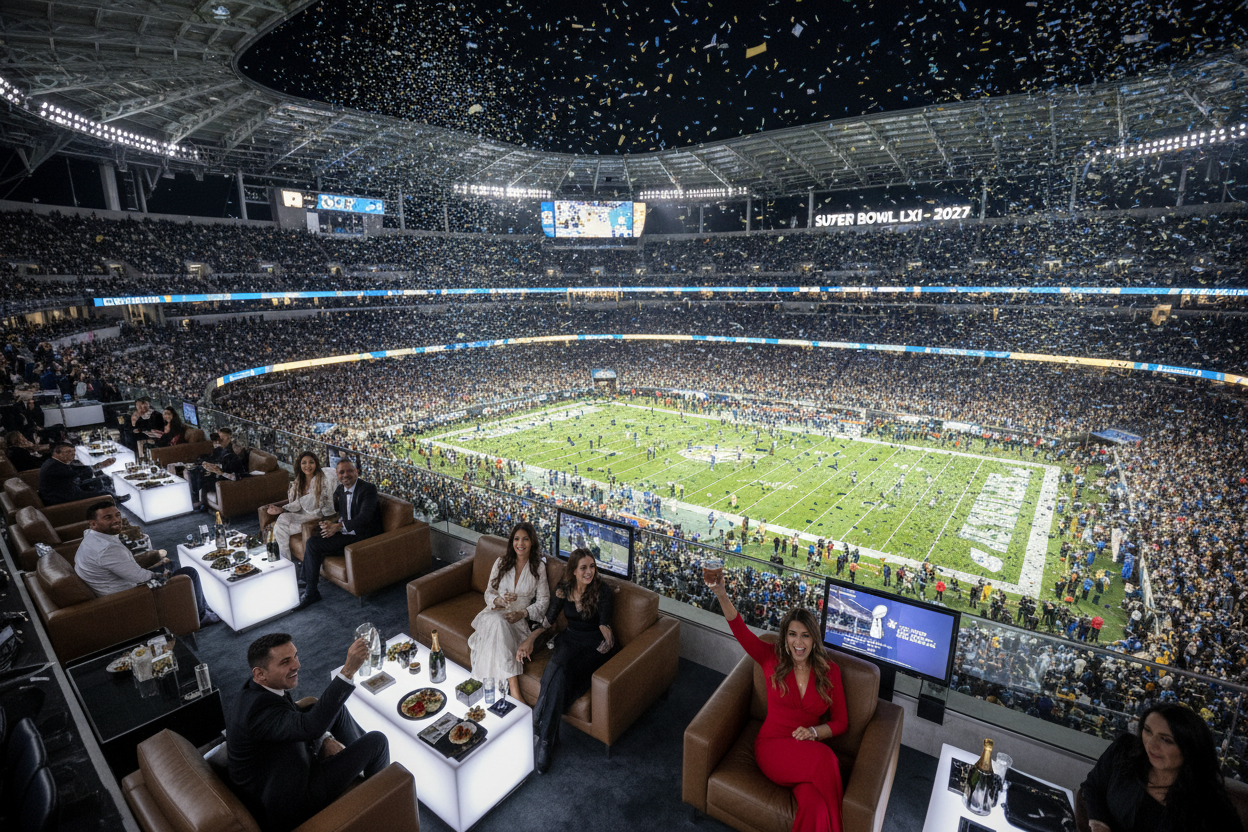 Super Bowl LXI 2027 hero shot — SoFi Stadium VIP experience