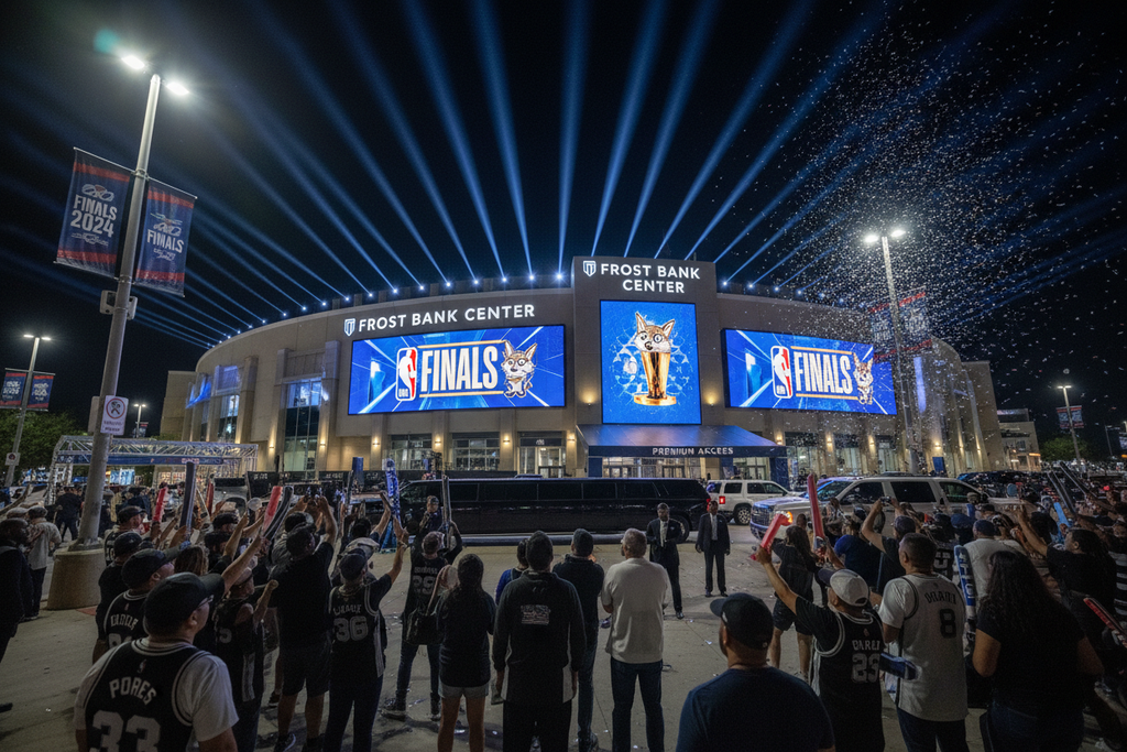 Frost Bank Center exterior on NBA Finals game night