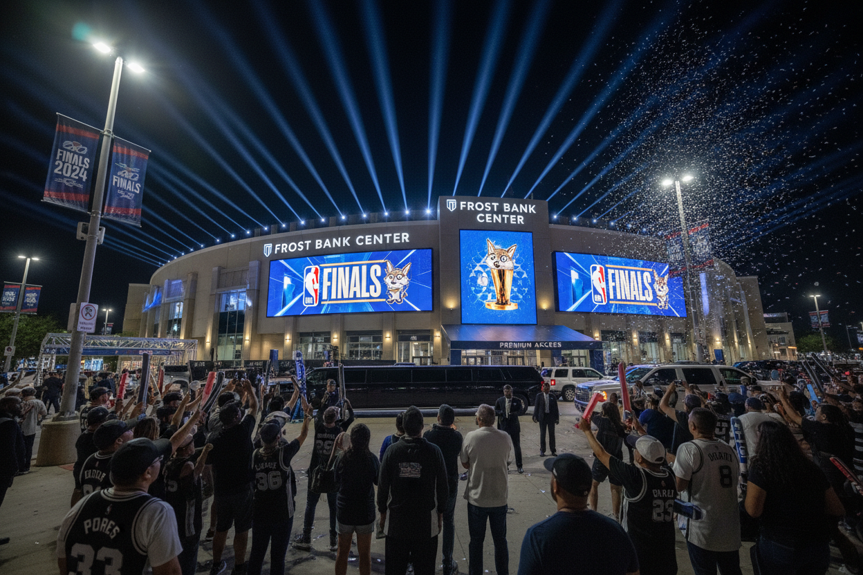 Frost Bank Center exterior on NBA Finals game night