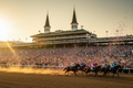 Kentucky Derby 2027 hero shot — Churchill Downs twin spires on race day