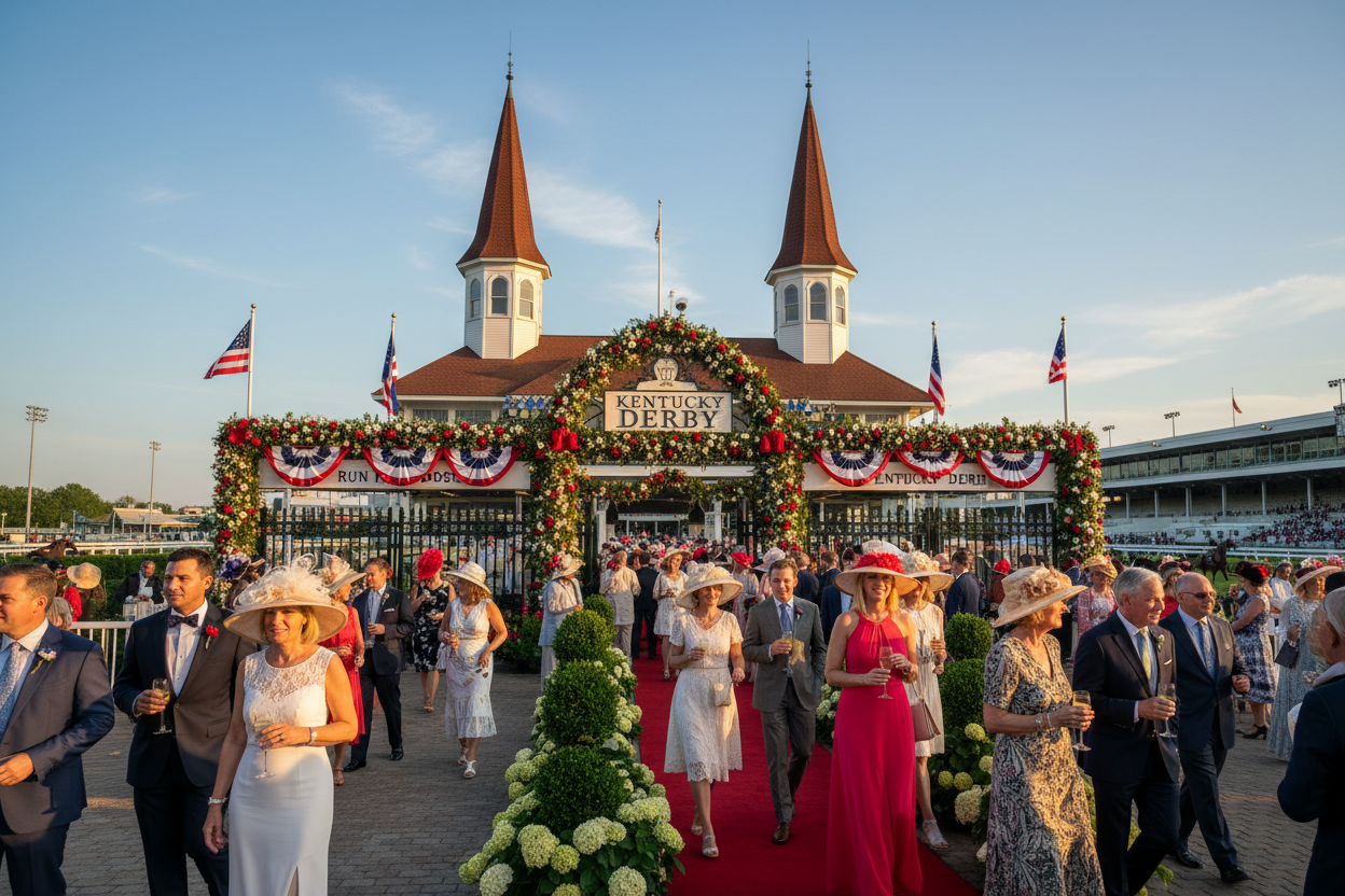 Churchill Downs exterior on Kentucky Derby day