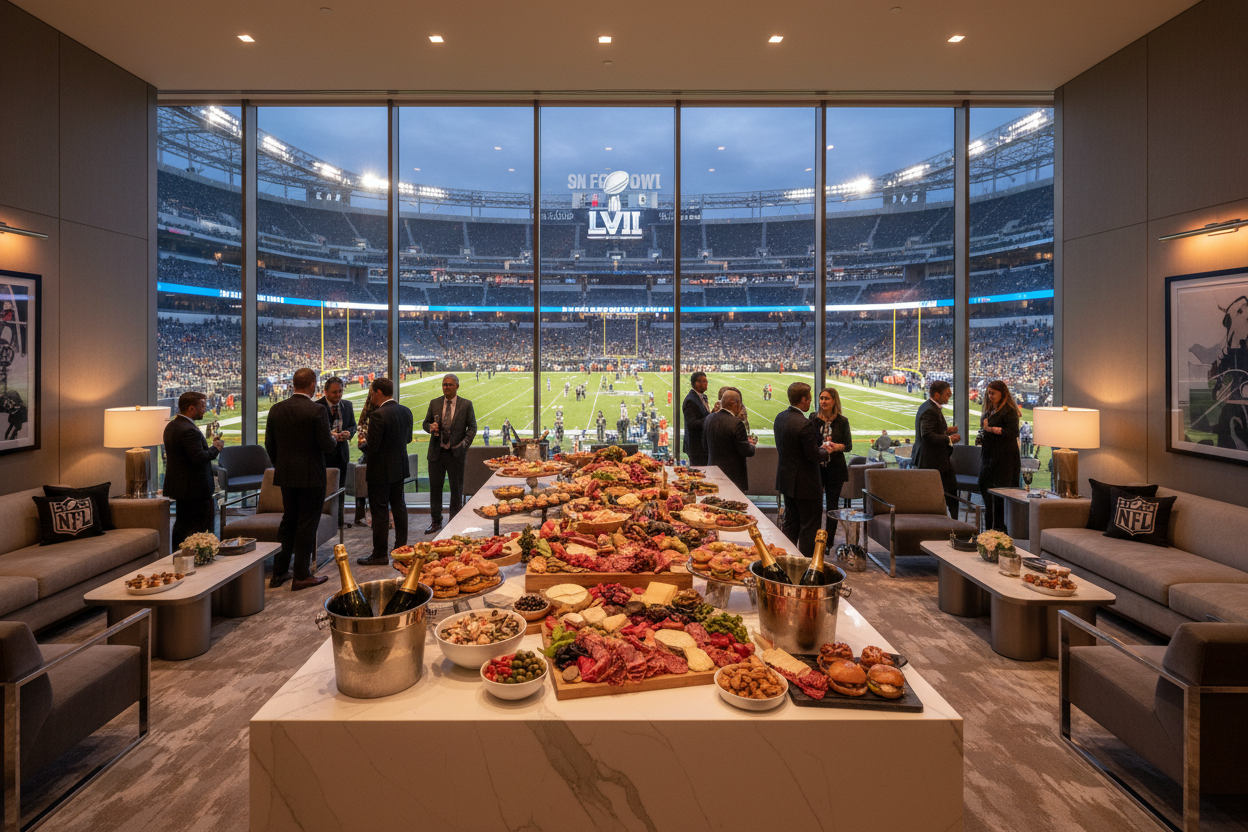 Luxury VIP hospitality suite at Super Bowl LXI